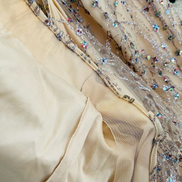 Amarra Colorful Glitter Sequin Tulle Satin Tie Back Floor Length Prom Dress - Picture 16 of 16